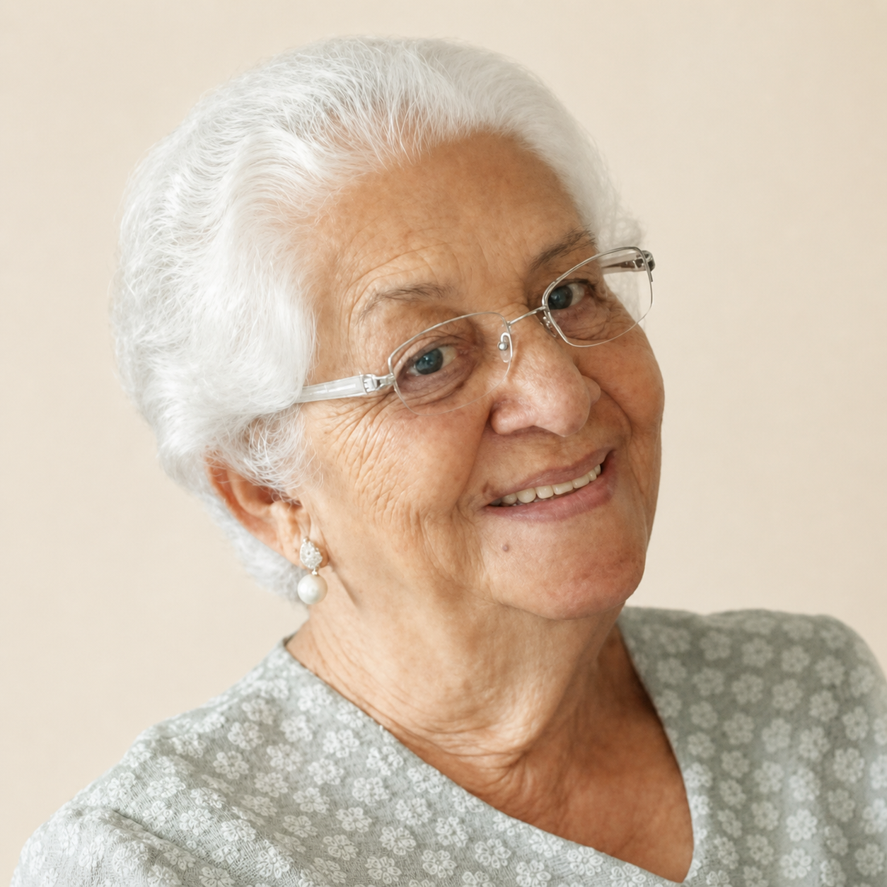 Fotografia real de Antônia, sorrindo, 2026